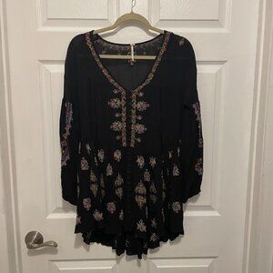 Free People Black Floral Mini Dress